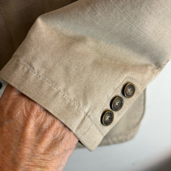 CAMEL COLLECTION Sz 50 Blazer Partially Lined Shoulder Pads Patch Pockets - Picture 9 of 12